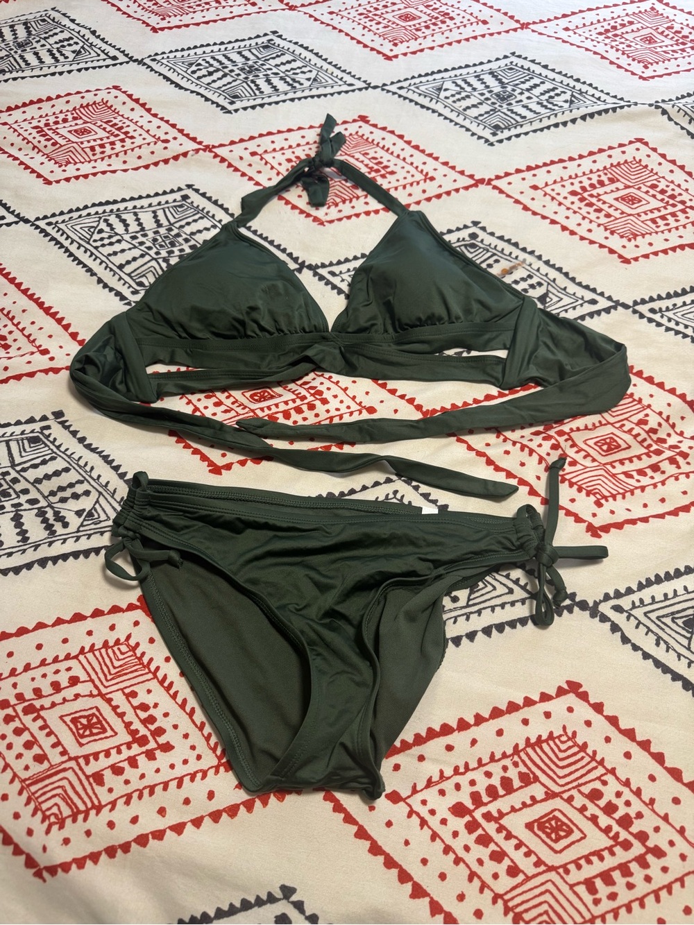 Shade & Shore Olive Green Wrap Triangle Bikini Set